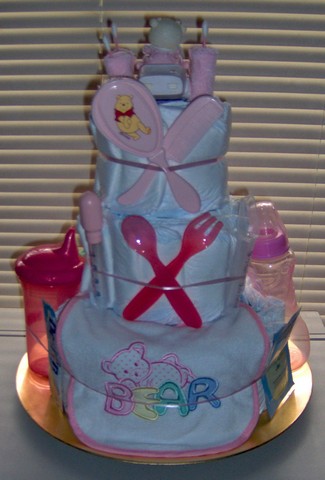 Pink/Girl 3 Tier Diaper Cake